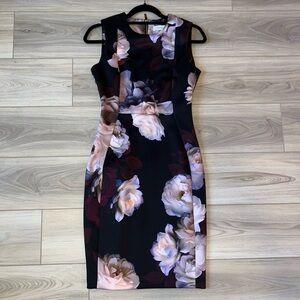 Calvin Klein Purple Floral Bodycon Pencil Dress